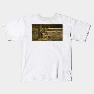 The Sheepshearing by Giovanni Segantini Kids T-Shirt